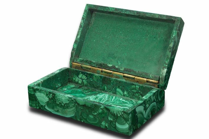 Flowery, Hinged Malachite Jewelry Box - DR Congo #335800